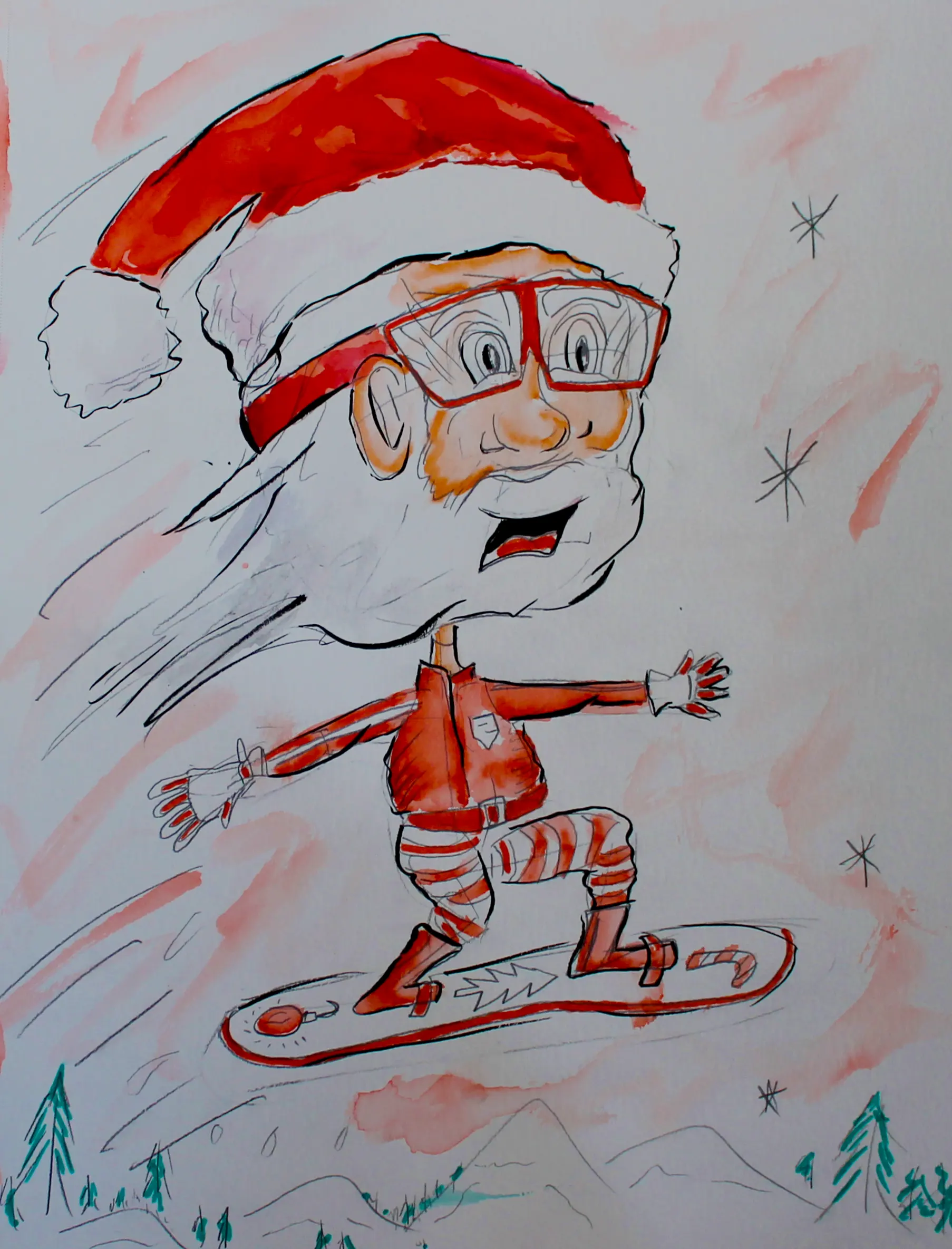 Snowboarder Santazon Abear Art